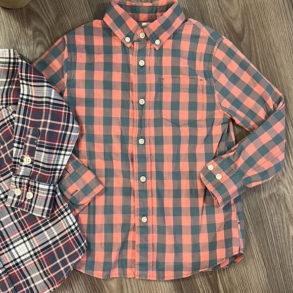((2 PIECE)) CREWCUTS BOYS 100% COTTON CASUAL BUTTON DOWN SHIRTS PLAID SIZE 4/5 - Picture 2 of 7